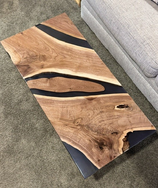 The Blackwater | Walnut & Translucent Black Epoxy Table