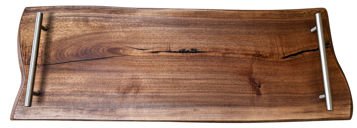 The Butler | Walnut Serving Platter with Metal Handles