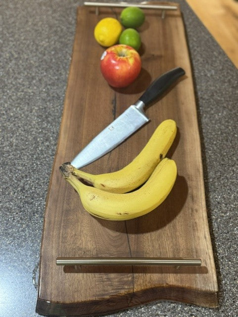 The Butler | Walnut Serving Platter with Metal Handles