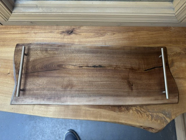 The Butler | Walnut Serving Platter with Metal Handles