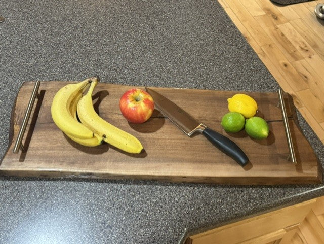 The Butler | Walnut Serving Platter with Metal Handles