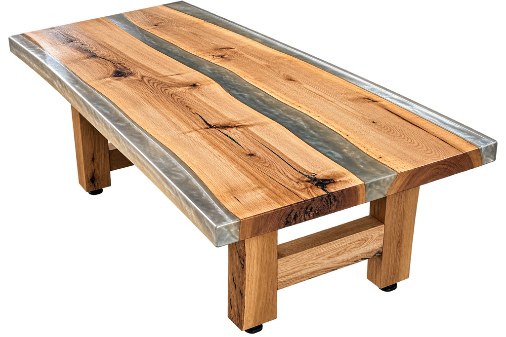 The Divide | Ash & Resin Coffee Table with Custom Ash Base
