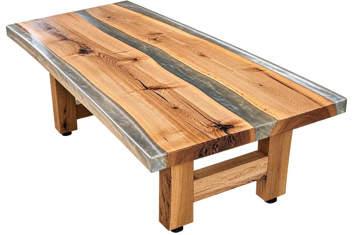The Divide | Ash & Resin Coffee Table with Custom Ash Base