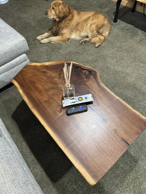 The Harbor Encore | Live Edge Walnut & Blue Resin Coffee / Side Table