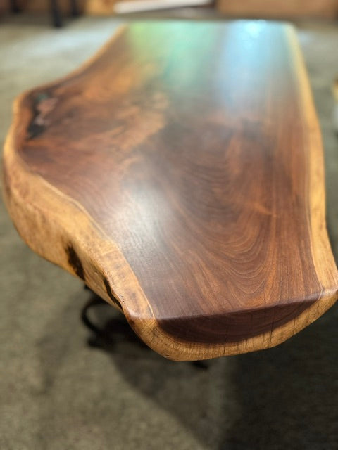 The Harbor Encore | Live Edge Walnut & Blue Resin Coffee / Side Table