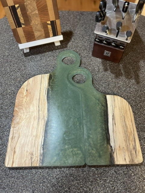 The Pairing | Spalted Maple & Moss Resin Nesting Serving Boards