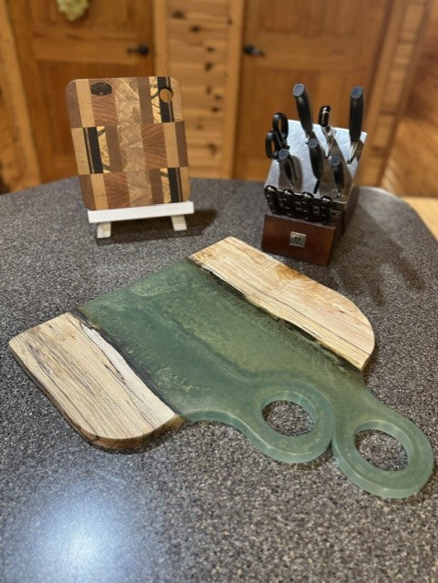 The Pairing | Spalted Maple & Moss Resin Nesting Serving Boards