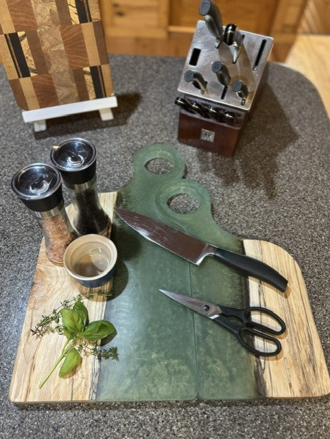 The Pairing | Spalted Maple & Moss Resin Nesting Serving Boards